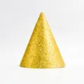 Gold glitter cone party hat for kids adults birthday celebration festive event decoration. - Gold Glitter Birthday Hat