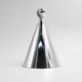 Silver cone party hat with sequined top ball, shiny metallic finish decor variant - Silver Birthday Hat with Silver Ball