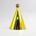 Gold shiny cone party hat with sequin pom pom for kids and adults birthday decoration. - Gold Birthday Hat with Gold Ball