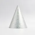 Silver glitter party hat, conical birthday cap sparkling sequin decoration for celebration. - Silver Glitter Birthday Hat