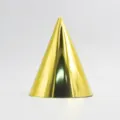Shiny gold cone party hat for kids and adults birthday celebrations and festive event decor. - Gold Birthday Hat Style