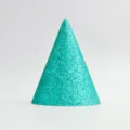 Turquoise glitter cone party hat, sparkling sequin birthday cap for kids and adult celebration. - Lake Blue Glitter Birthday Hat