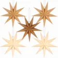 Christmas 9-pointed paper star lampshade hanging ornaments for party wedding decor - Gradient Khaki 5-Piece Set (30cm)