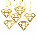 Gold diamond hanging swirl decorations set for wedding party ceiling ceiling decor events - 6 Pieces/Pack / Gold
