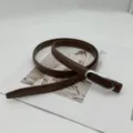 Ceinture en cuir marron pour femme avec boucle ovale argentée, style fin pour pantalons. - Caramel Boucle Argentée