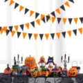 3M Large Halloween Triangle Bunting Banner Party Decoration Classroom Window Display! - Black Orange