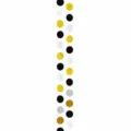Black gold silver round paper garland 2m hanging decoration for graduation party birthday. - 2m