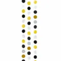 Black gold silver circle paper garland hanging decoration for party graduation celebration 3m length - 3 Meters