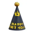 Dark blue birthday party hat with gold crown and sparkling sequin top for kids celebration. - Blue Crown (Sequin Ball)
