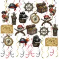 Decoraciones colgantes de espirales de fiesta pirata, set de decoración de cumpleaños pirata. - 48PCS