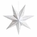 White paper star lantern for Christmas tree hanging decoration, 3D hollow folded star lampshade. - White