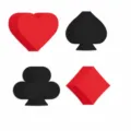 Detailansicht von Pokerkarten-Papierausschnitten mit Herzen, Pik, Kreuz und Karo Motiven. - 24 Stück/Set