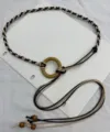 Bohemian handmade braided waist chain detail, retro wooden ring and beads belt for dress. - Khaki And Black