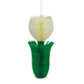 Paper honeycomb tulip hanging decoration for Easter, spring, birthday party, and home decor. - Off White