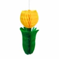 Easter Tulip Honeycomb Ball Hanging Ornament Spring Summer Flower Party Decoration - Yellow