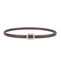 Genuine leather thin belt for women, elegant pearl rhinestone buckle accessory for dress pants. - 100cm / Coffee