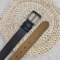 Ανδρική ζώνη από γνήσιο δερμάτινο casual με κλασική αγκάτρα για τζιν και παντελόνια - 110cm / Μαύρο (ακατέργαστο πίσω μέρος)