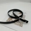 Ceinture en cuir noir minimaliste avec boucle métallique argentée pour femmes élégantes. - Fermoir Argent Noir