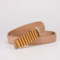 Damen Ledergürtel stilvoll gold Metallstab Schnalle kamel Taillengürtel lässig Jeans Gürtel - Beige