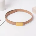 Women genuine leather belt casual versatile jeans belt featuring stylish gold alloy buckle chic - Beige