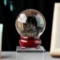 Sfera di cristallo di quarzo fumè naturale con base in legno per decorazione feng shui. - Circa 2.5-3CM / Ornamento a Sfera di Quarzo Fumè