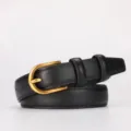 Schwarzer Damen Ledergürtel mit edler goldfarbener Schließe, minimalistischer Taillengürtel. - 100cm / Schwarz