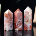 Tour de cristal d'agate rouge naturelle pointe géode pilier de pierre brute pour déco - Environ 20-50g