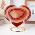 Naturale Rosso Agata Cuore Geode Cristallo Gruppo Lucidato Tavolo Arredo Base - Geode a Cuore in Agata Rossa (Con Base) / Circa 200-300g