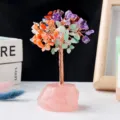Natürlicher Edelstein Geldbaum Kristall Bonsai Dekoration handgemachter Kupferdraht glücklicher Baum. - Rosenquarzsockel
