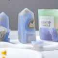 Natural blue lace agate crystal tower point healing gemstone mineral home decor piece. - 50-100g