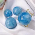 Ornamento de esfera de cristal aguamarina natural piedra de energía pulida para oficina. - Aprox. 3.5-4cm