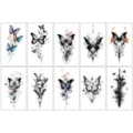 Foglio di adesivi per tatuaggi temporanei con motivi a farfalla e spada, body art impermeabile. - Farfalla colorata B - 10 modelli