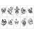 Autocollants de tatouage temporaire papillon noir style sombre lune fleur bras 10pcs - Série Papillon Noir E