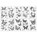 Tatouages temporaires papillon noir, art lineaire minimaliste pour bras, set de 10. - Série Papillon Noir A
