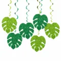 Decoraciones de espiral de hojas de palma tropical fiesta cumpleanos ninos colgante - 6 Piezas