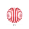 Carnival red white striped paper lantern 20cm 8 inch hanging decoration for circus party. - 8 inch (20cm) / Carnival Red and White Striped