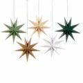 Paper star hanging decorations 9-pointed origami pendant lampshade for party holiday decor - 5-Piece Set (30cm)