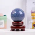 Natural ruby zoisite crystal sphere with wooden base for home office desktop decoration. - Approx. 6-6.5cm (With Base)