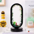 Ovale Kristallstein Alpaka Wald Ambiente Licht Tischornament Variante schwarzer Rahmen - Gelber Kristall Alpaka Wald Lampe (Schwarzer Rahmen-3 Farblicht)