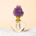 Flacone di profumo in cristallo di ametista naturale, fiala di vetro diamante, diffusore oli. - Bottiglia a Grappolo di Ametista (Stile 3)