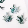 Natural moss agate crystal maple leaf carved stones, polished home decor desktop crystal ornaments. - Moss Agate Maple Leaf