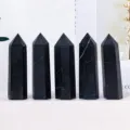 Natuurlijke zwarte shungiet kristal pilaren zeshoekige staf energie decor steen - 7-8cm