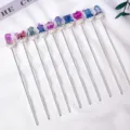 Natural colorful fluorite carved bear hair stick vintage Chinese silver hairpin - Crystal Small Animal Hair Stick / Random Color