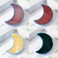 Variante luce notturna mezzaluna in cristallo a 4 griglie, decorazione pietra naturale. - Luna