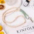 Natural crystal wooden bead phone lanyard crossbody strap chic handmade beaded key chain accessory - Aventurine Jade