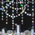 Holographic round paper garland for disco party wedding and baby shower hanging decoration. - Laser Iridescent Circle Paper Garland - 2m (24 Pcs) / Laser