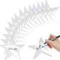 Detailed view of silver star shaped blanks showing DIY hand lettering with a black marker. - 24 Pieces / Silver Card