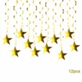 Gold Star Spiral Hanging Swirls Party Decorations Birthday Wedding Ceiling Decor 12pcs - 12 Pieces/Pack