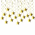 Gold star spiral hanging swirls decorations for birthday wedding party ceiling decor 18pcs - Eighteen Pieces