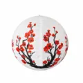 Lanterne en papier blanc avec imprimé de prunier, décoration suspendue style japonais. - 30cm / Blanc